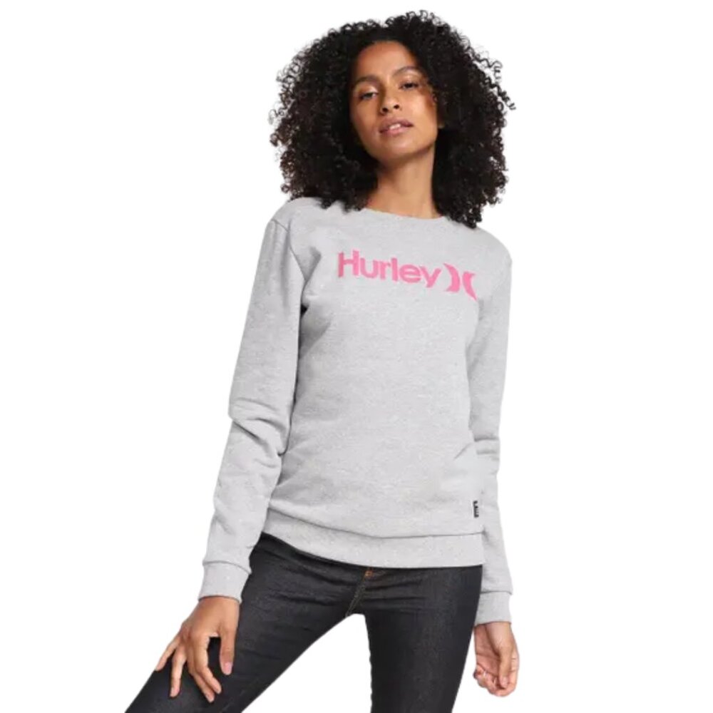 Hurley Logo Sweatshirt Gray Pink Gradient Graphic Soft Fleece Pullover‎ – Size S
